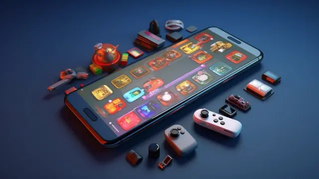 pngtree-3d-rendering-of-gaming-equipment-encircling-a-mobile-phone-image_3777483